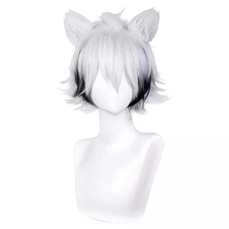 

Парик для косплея Von Lycaon Game ZZZ Silver White Black Short Парик из термостойких синтетических волос для Хэллоуина, парики для аниме + шапочка для парика One Size