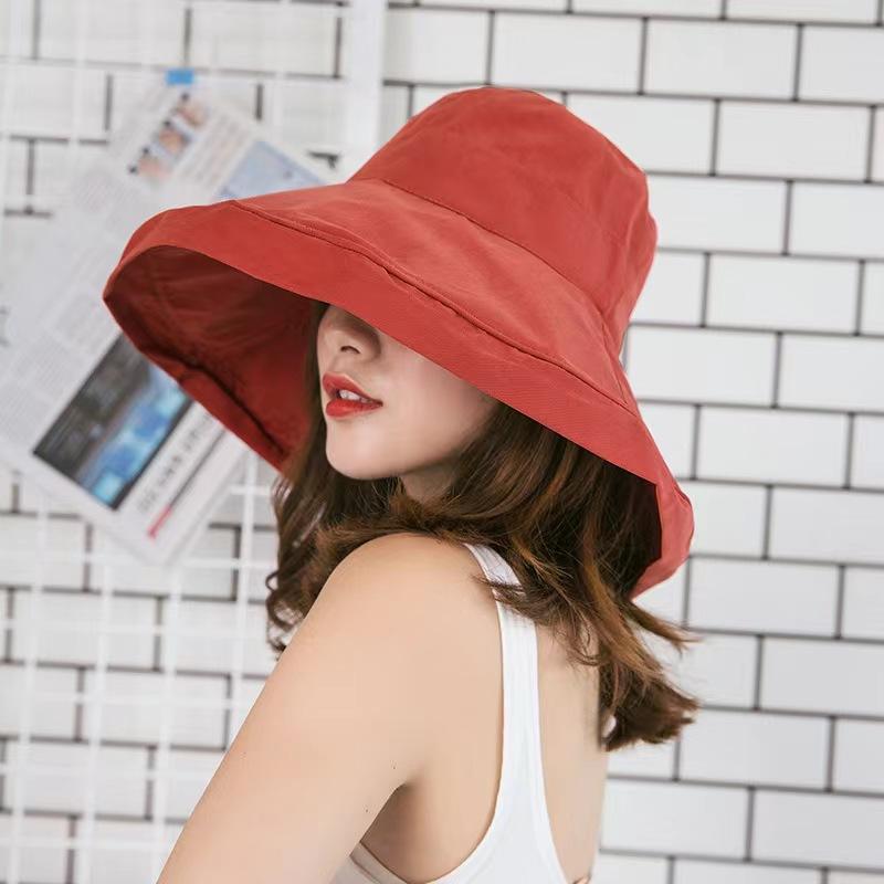 2023 Women's Hat Bucket Hat Panamanian Women Four Seasons Fisherman Hat Big Brim Hat Double-Sided Fisherman Hat Sun Visor Cap