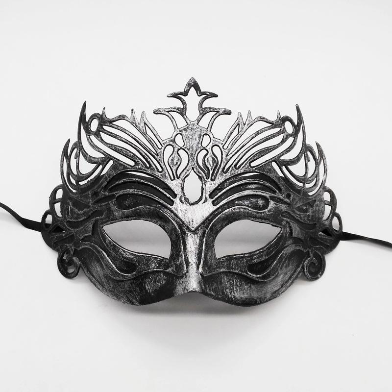 Halloween Horror Ball Party Mask Retro Jazz Flat Head Antique Half Face Bar Cosplay Decoration Props Men and Women Gold Silver