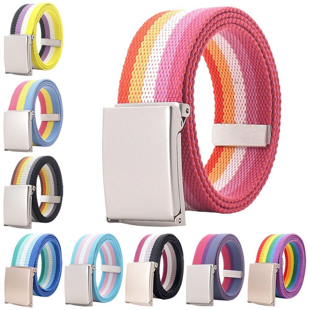 120cm Metel Buckle Belt Adjustable Nylon Braided Belt Fashion Canvas Belt  Unisex