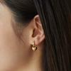 (Silver 925) Heart Dangle Hoop Earrings EC3031