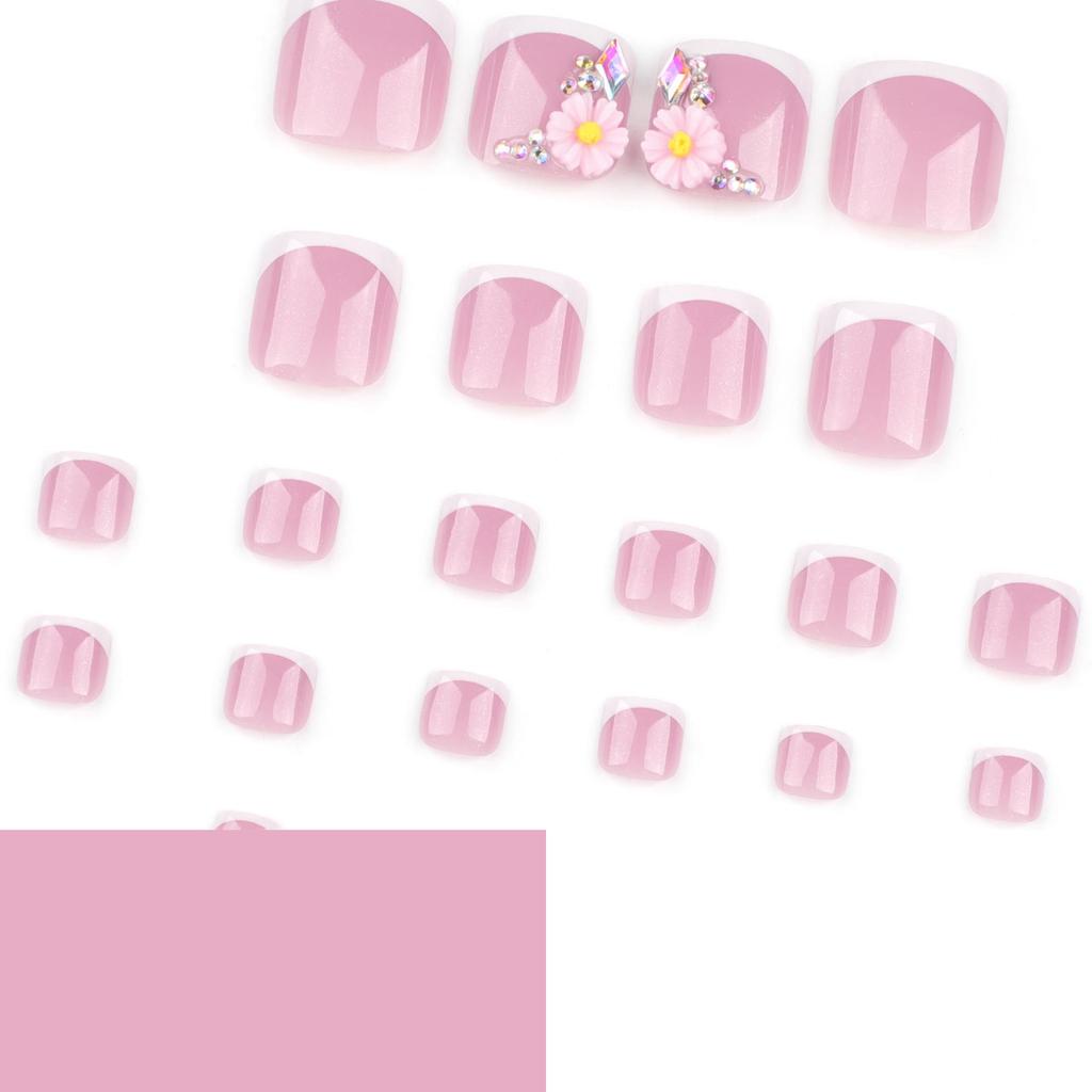 French White Floral Rhinestone Toe Nail Art – Summer New Arrival