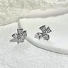 Blumen Ohrstecker Damenmode Leichter Luxus Nischen Design Temperament Ohrringe Sanfter Schleife Leicht Zirkonia Eingelegte Ohrringe