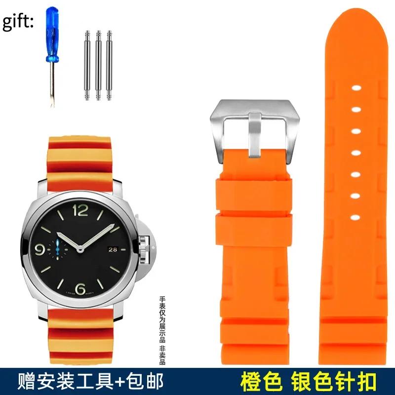 Watch Band For Panerai SUBMERSIBLE PAM 111 441 616 Soft Silicone Rubber 22mm 24mm Men Watch Strap Bracelet