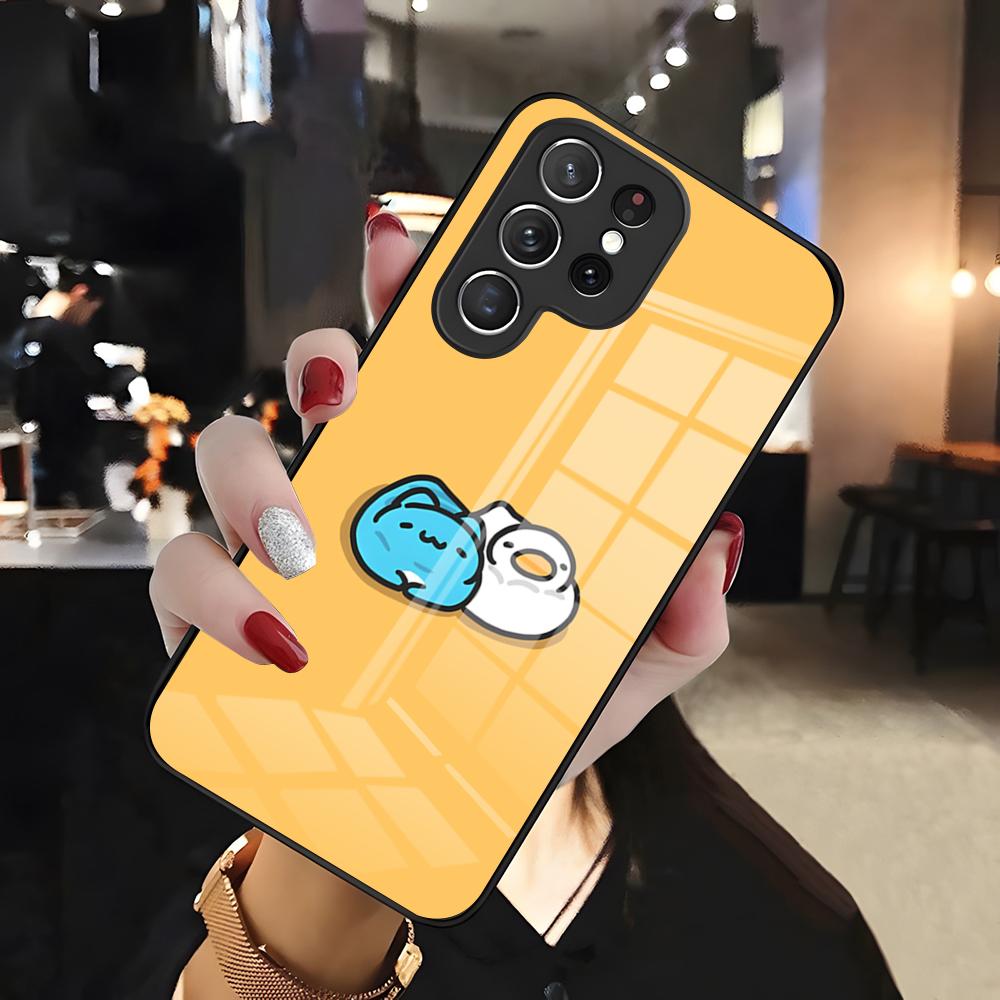 Милый чехол для телефона B-Bugcat Capoo для Samsung S26 S25 Edge Ultra 24 23 22 21 Ultra Plus Fe A55 56 15 4G 5G Стеклянная крышка Galaxy S23 Plus