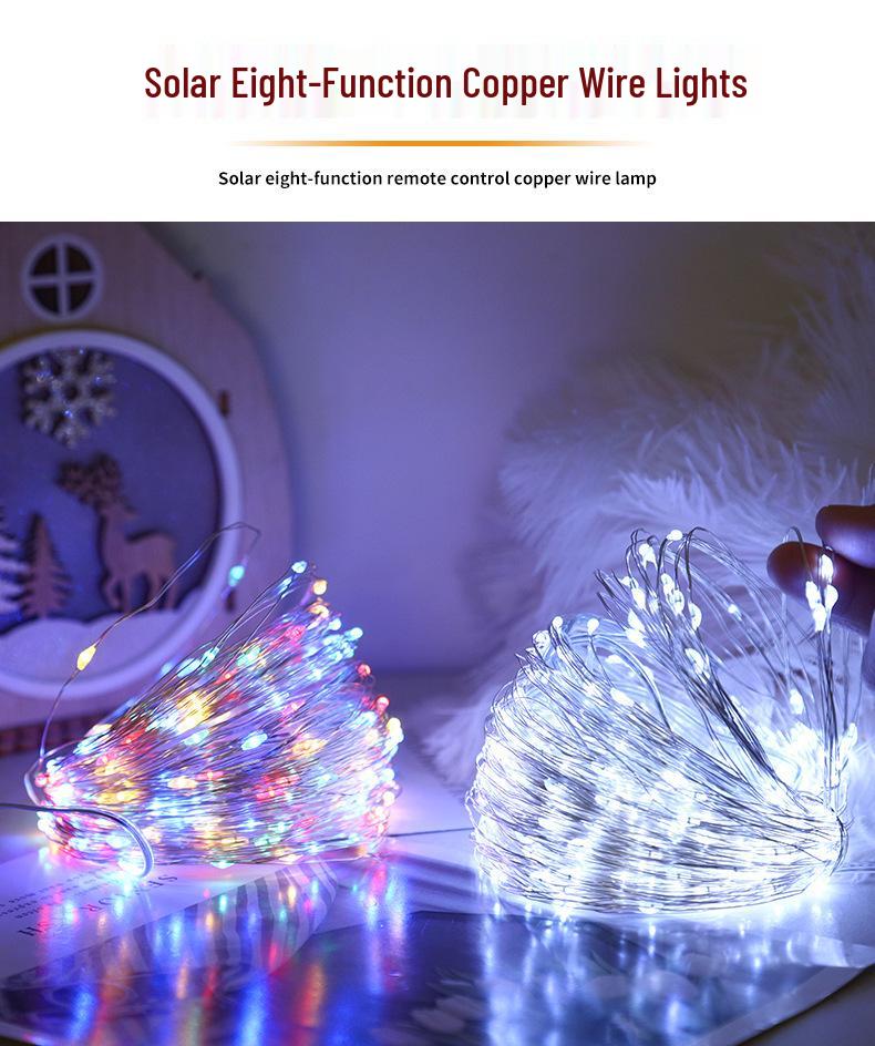 LED Solar Copper Wire String Lights - Colorful, Flashing, Waterproof Outdoor Lights for Courtyard/Balcony, Starry Sky Atmosphere