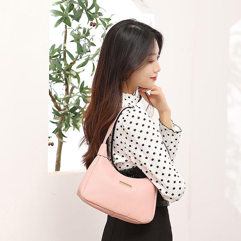Lichee Leather Women Shoulder Bag Retro Solid Color Hobos Handbags Leisure Underarm Armpit Bag  Exquisite Shopping Bag