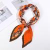 Retro Color Block Crinkled Square Scarf - 70cm Pleated Neckerchief in Imitation Silk for Women