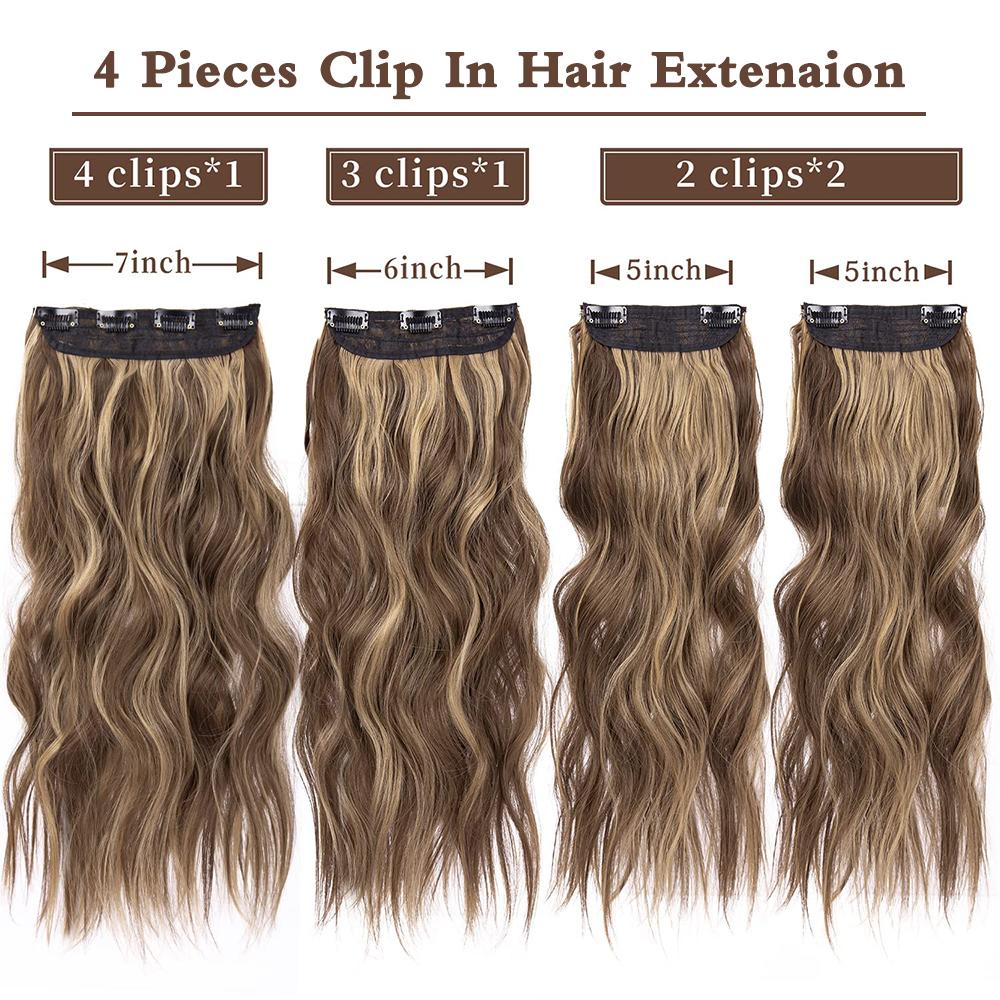 LISI HAIR Extension per capelli naturali con clip sintetiche, lunghe e ondulate, spesse, per donne, da indossare tutti i giorni