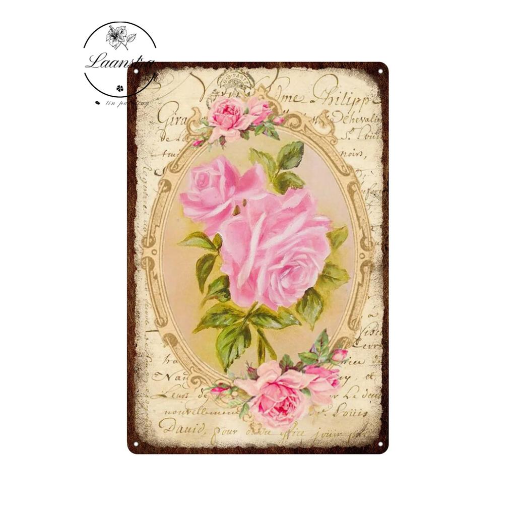 Vintage Flowers Rose Picture Metal Plaque Tin Signs Plate Wall Decor Art Iron Posters Man Cave Bar Club Garden Decoration Poster