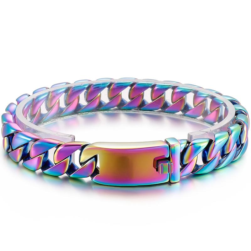 Pánský náramek 12 mm široký řetízek z nerezové oceli s přívěsky na ruku pro muže, vintage pánské šperky, doplňky