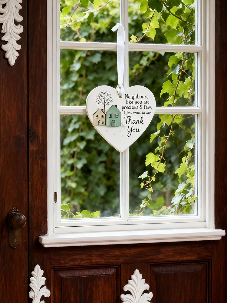 3D Printed Ceramic Heart Ornament 2025 Hangable Christmas Tree Ceramic Love Heart Ornament for Window Wall Decoration