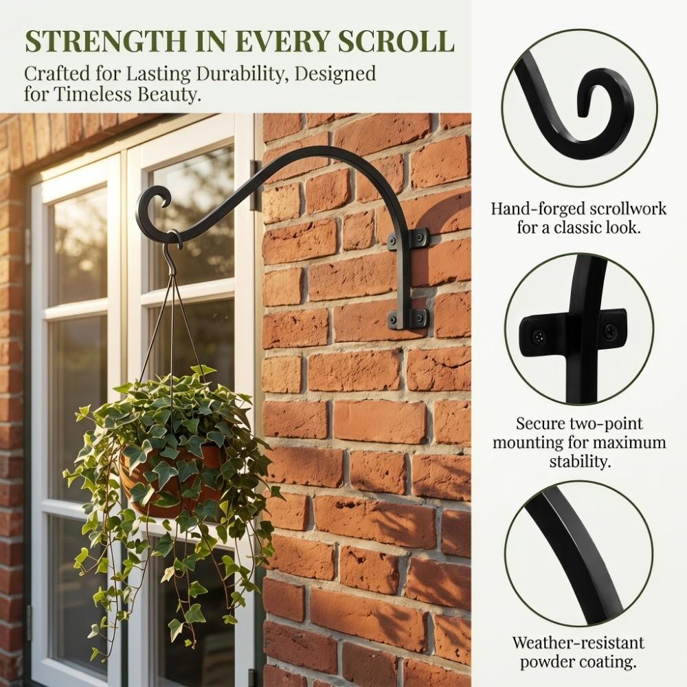 Heavy Duty Hanging Plant Brackets Iron Flower Basket Hooks Gardening Tool Plant Hangers  Indoor Use