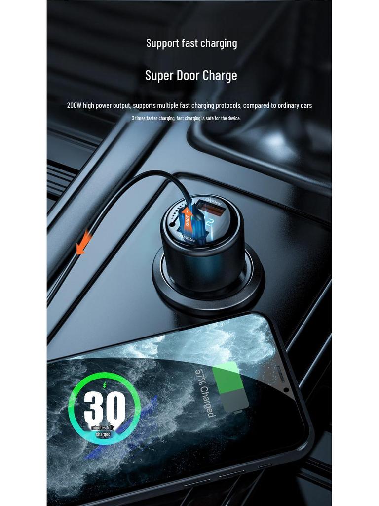 Dual USB Car Charger with Fast Charging & 200W Negative Ion Air Purifier