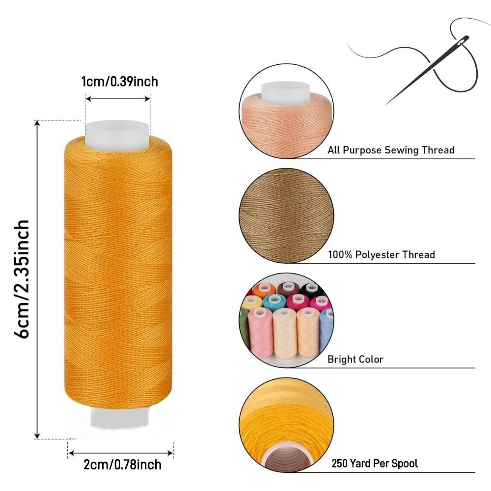 6 Rolls Polyester Sewing Thread Set Assorted Colors Polyester Sewing Machine Thread for Home DIY Manual and Mechanical Sewing