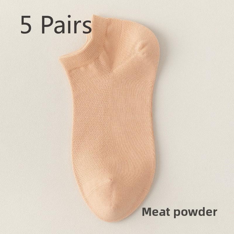 

5 пар женских весенне-летних хлопковых сетчатых дышащих носков без косточек с дезодорирующим эффектом 5 Pairs розовый