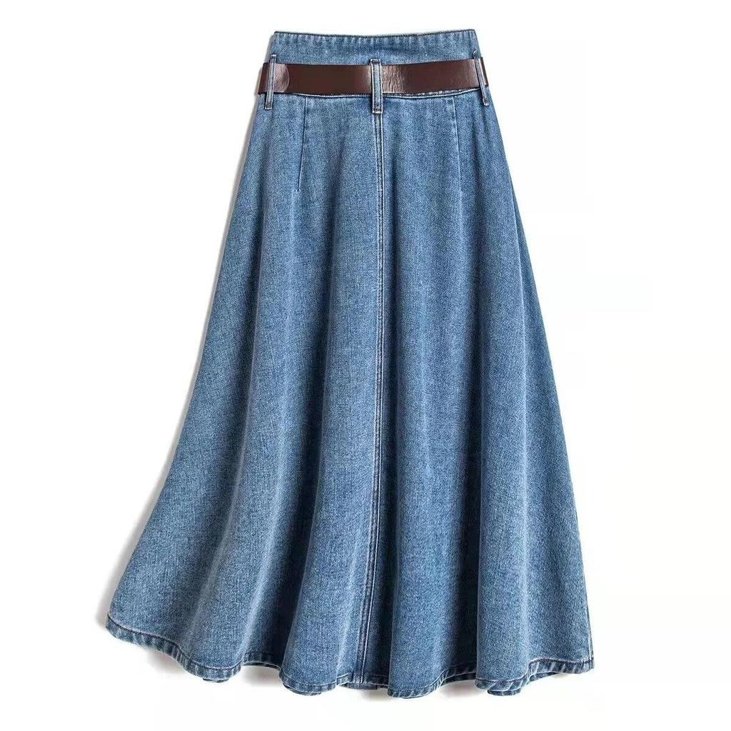 Kjol av vår-sommartyp Dammode Jeanskjol PLUS SIZE