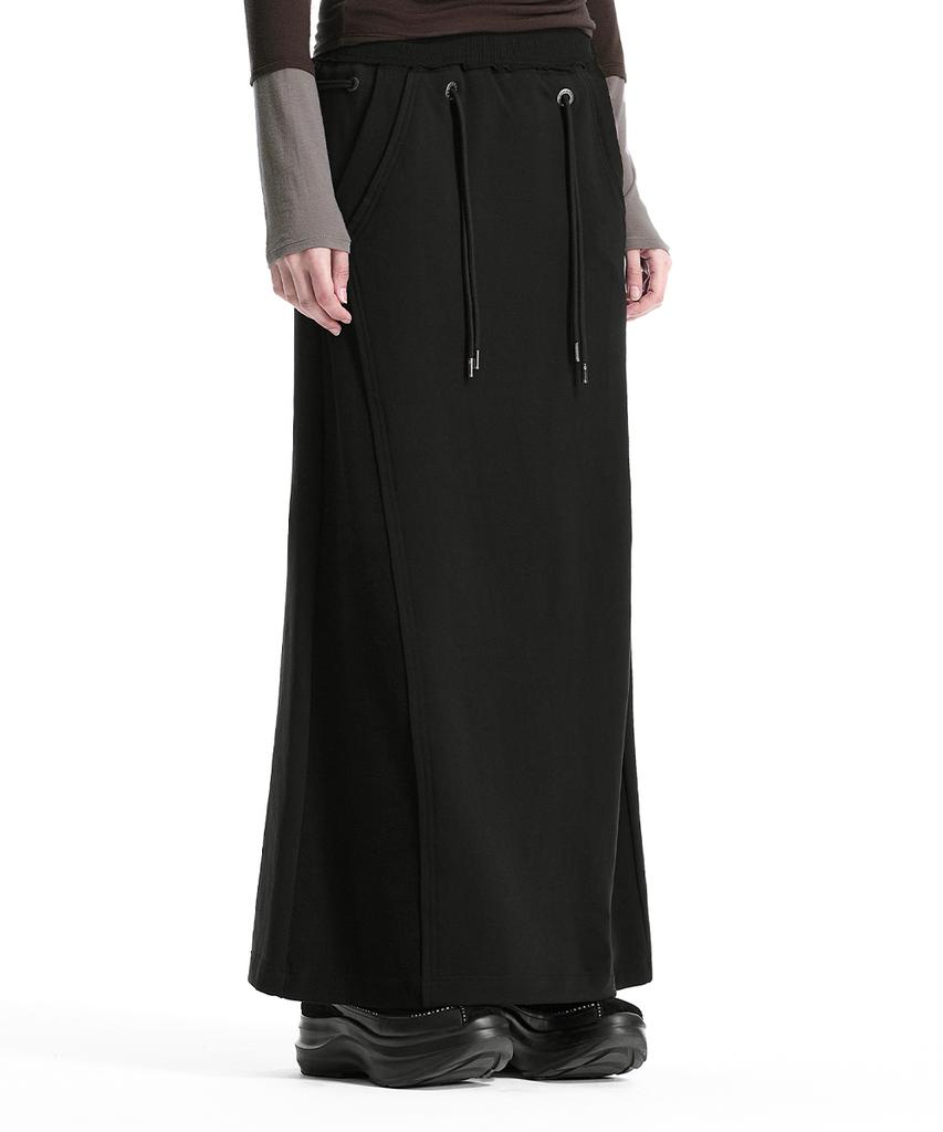 Teulimingbeodeu Lace-Up Eyelet Set-Up Skirt [ Black ]