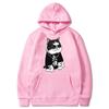 Cool and Cute Big Boss Cat Fun Print Autumn/Winter Women's Fashion Instagram Heavyweight Sweater Hooded Loose Long sleeved Coat