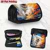 1pc Art Puppy White Design Double Layer Flip Pencil Case-Multi Layer Flip Cover Design, Storage Bag, Zipper Closure, Suitable for Schools, Offices, an