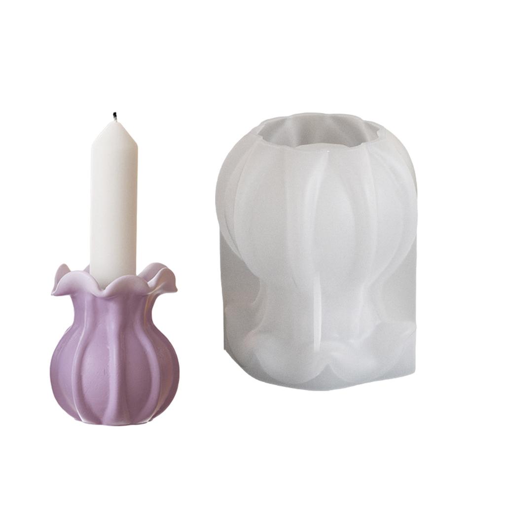 Nonstick Silicone 3D Candlestick Mold Decorative Hydroponic Vase Candle Base Mold Handmade Gypsum Candle Holder Mould