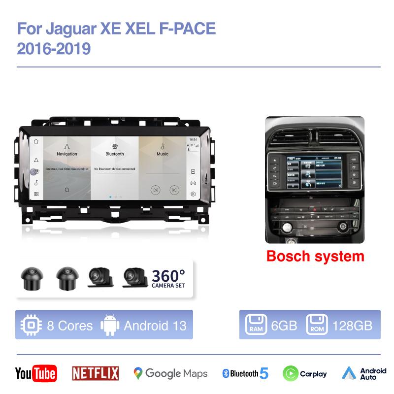 10.25inch Car Multimedia Video Player For Jaguar XE XEL F-PACE 2016-2019 GPS Navigation Android13 stereo Carplay 4G Wifi 360