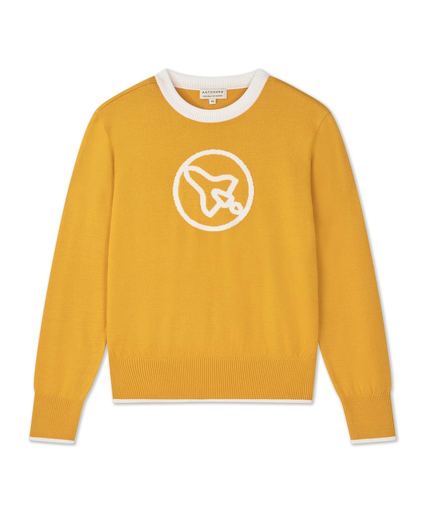 Antomas Circle Logo Round Neck Knit Women'S - Mustard
