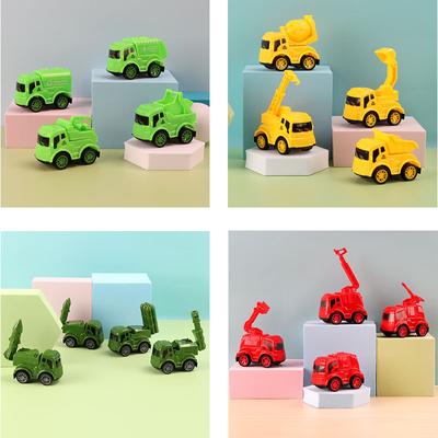 Minihračky stahovací technika/vojenská/hasičská vozidla/sanitační vůz 4ks