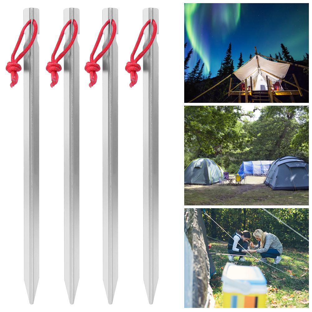 4PCS 23cm Aluminium Alloy Outdoor Lengthen Ultralight Camping Tent Peg Ground Nail StakesSilver