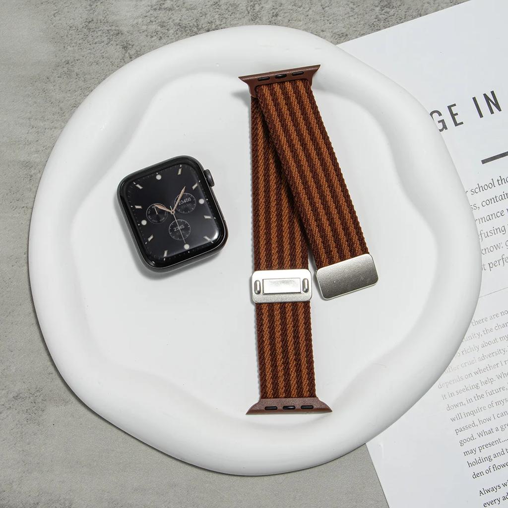 Nylon Braided Band For Apple Watch Series11 10 42mm 46mm 45 41mm 44 40 38mm Magnetic Strap For Iwatch Ultra 3 2 49mm 9 8 7 SE3