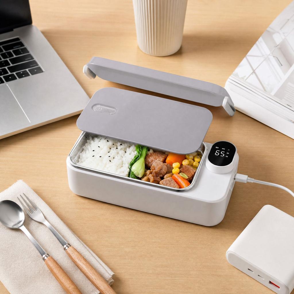 Portable Heated Lunch Box with 304 Stainless Inner Container for, Car and Travel
