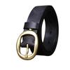 Retro Pleated Trendy Copper Buckle Belt Women'S Genuine Leather First Layer Pure Cowhide Versatile Jeans Belt