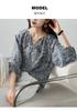 100% mulberry silk printed shirt for women's 2026 spring commuting versatile round neck silk top