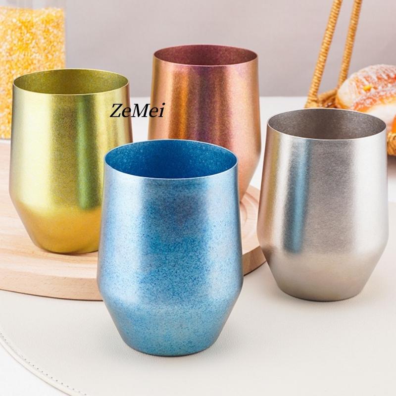 1Pcs Pure Titanium Double-Wall Water Cup,Beer Mug,Tea Cup,Coffee Goose Egg Cup Lightweight Portable Outdoor Camping Travel Mug