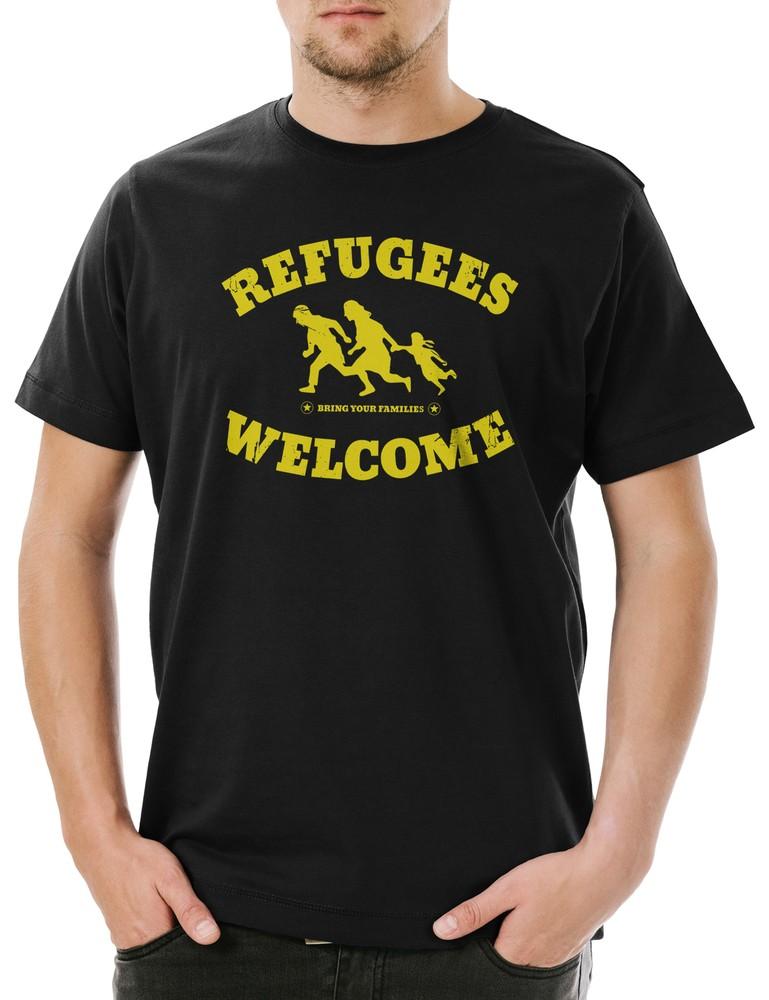 

Refugees Welcome Mens T-Shirt Demo Pro Welcome Refugees Asylum Left Left M