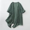 Cotton and Linen Cardigan for Women V-Neck Coat Casual Cardigan Thin Style Ramie Sunscreen Clothing Summer Shirt