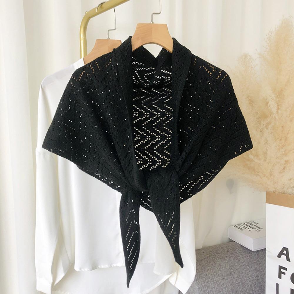Terylene Stripe Knitted Shawl Warp Knitting Shoulder Scarf Sweet Sun Protection Cape  Student