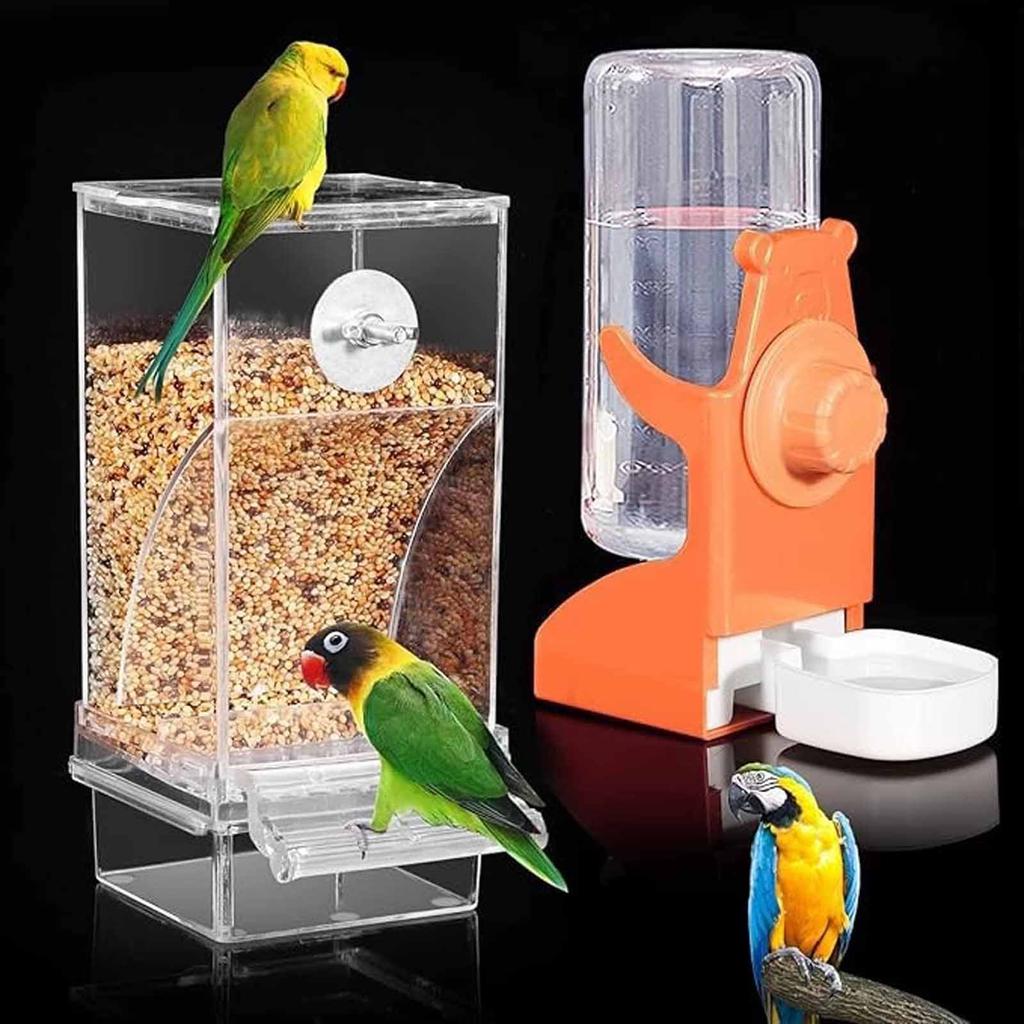 Parrot Feeder Cage Accessories - Automatic Bird Feeder Water Dispenser Set for Pet Bird Cage Supplies