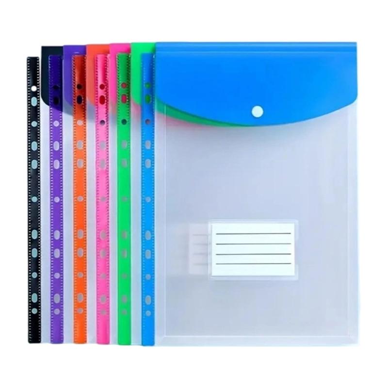 12Pcs A4 File Folders Clear Document Bag Document Folders with 11 Hole Paper Storage Bag File Bag School Office Supplies