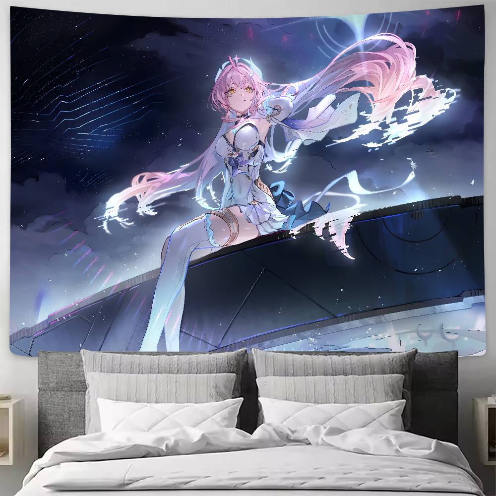 Cute Kawaii Girl Aemeath WUWA Tapestry Decoration Bedroom Dormitory Background Cloth Holiday Home Living Room Club Tapestry