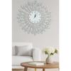Horloge murale décorative en métal Feuille de Cristal 25 cm avec Cadran en Verre Blanc 9 Chiffres Arabes pour Salon Chambre Bureau Sp