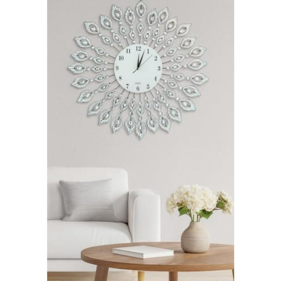 25 Crystal Leaf Metal Wall Clock