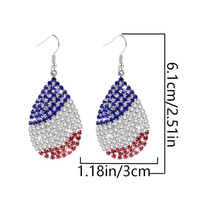 Rhinestone Spot Welded Pendant Earrings Trend American Independence Day Diamond Flag Earrings Earrings