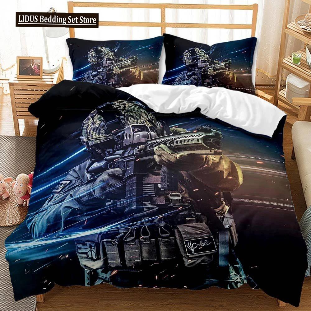 Special Police Print Duvet Cover American Soldier For Teen Adults Camouflage SWAT Theme Bedroom Decoration Polyester Quilt Cover