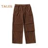 Men Cargo Pants Loose Solid Color Vintage Style Corduroy High Street Style Straight Wide Leg Multi Pockets Streetwear Outdoor Travel Trousers