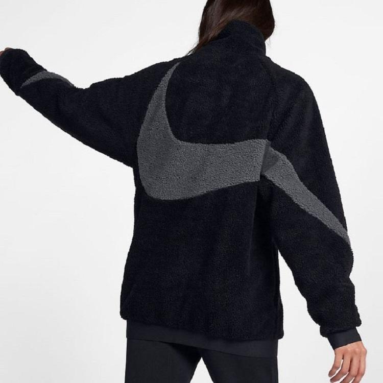 Nike Zipper Stand Collar polar fleece Large Logo Reversible Casual Jacket Black Men's AJ2701-011