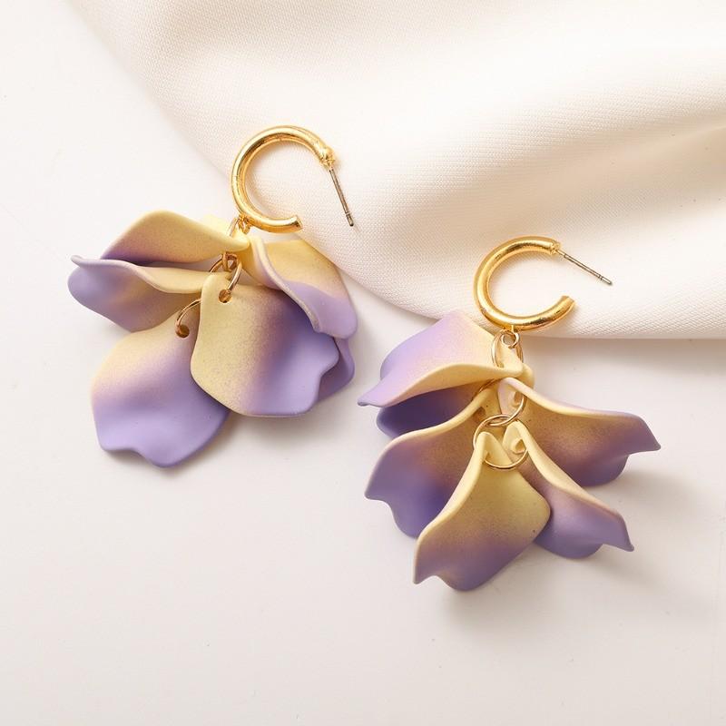 

Pinkdudu Fashion Rose Flower Petal Drop Earrings Resin Gradient Color Flower Earrings Women Jewelry PD2384 жёлтый