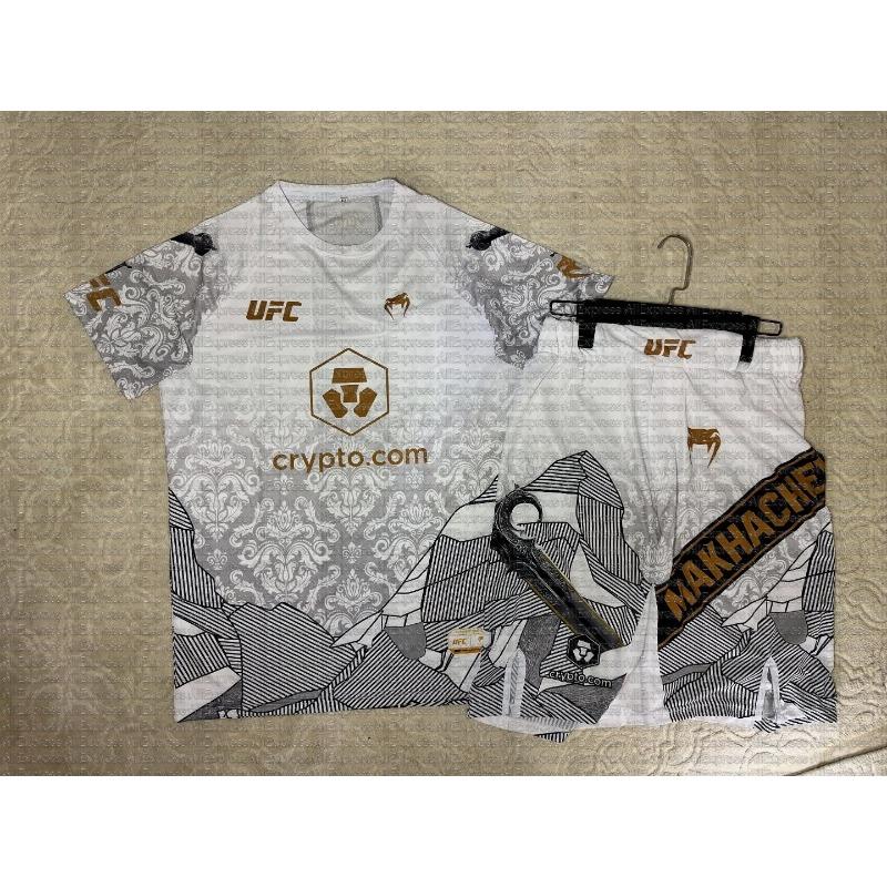 Khamzat Chimaev Men's MMA Boxing Battle Athletic Wear Set Breathable T-shirt And Shorts for Wrestling Running Sweat Absorption