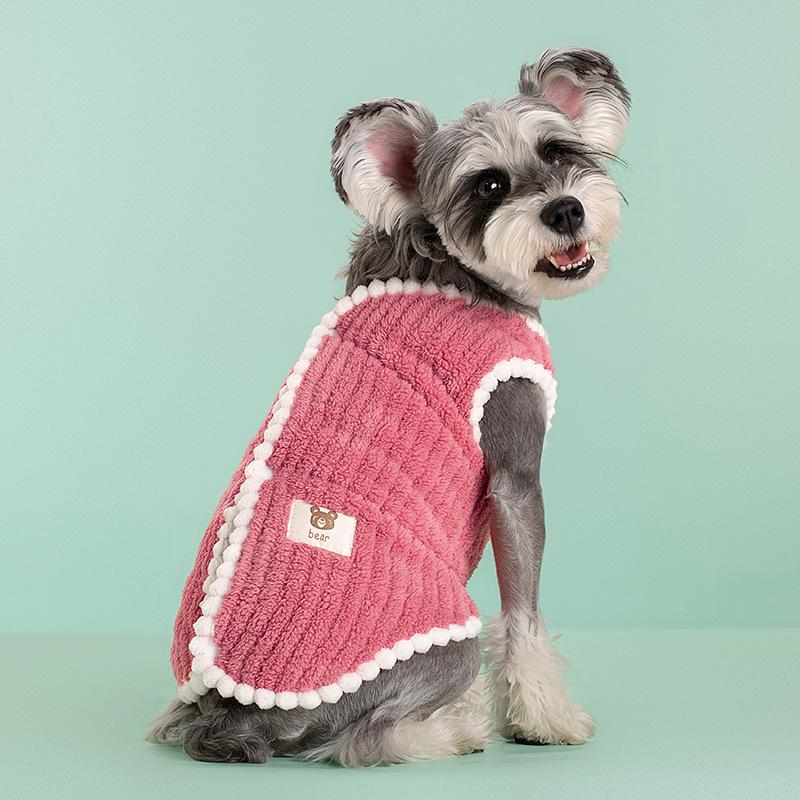 Popular Warm Checkered Fleece Dog Sweater - Comfortable, Thickened, Close-Fitting Vest for Spring, Autumn, and Winter.