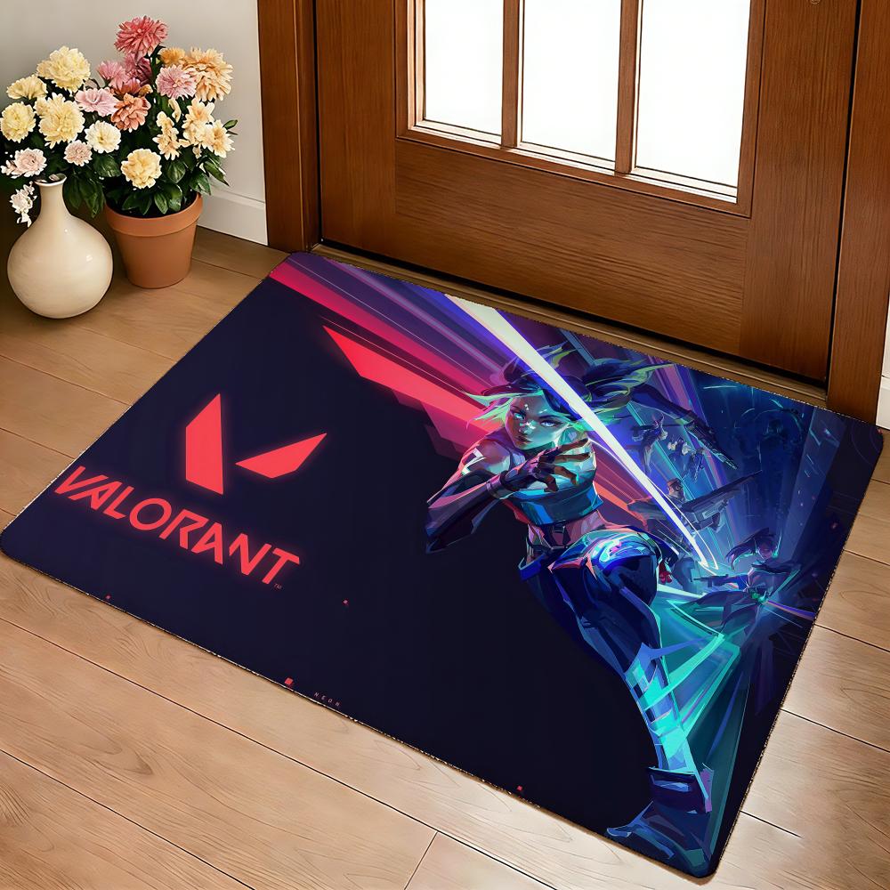 Game V-ValorantS Cool Floor Mat Cozy Flannel Soft Thick Non-Slip Mat For Living Room Bedroom Kitchen Decor Rugs